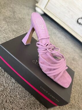 Vince Camuto Lilac Suede Strappy Block Heel Sandal